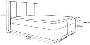 Kontinentálna posteľ Kaspis šedá 200 x 200 + topper zdarma