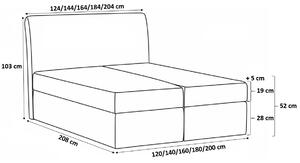 Moderná čalúnená posteľ s úložným priestorom Alessio zelená 200 x 200 + topper zdarma