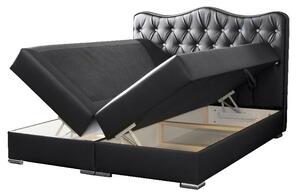 Luxusná kontinentálná posteľ SULTAN čierna eko koža 180 + topper zdarma