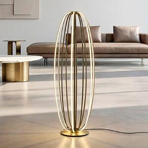 Paul Neuhaus LED stojacia lampa Elvara, bronzová farba, výška 108 cm, kov, Hnedá / staromosadz, Obývacia izba / jedáleň, Hliník