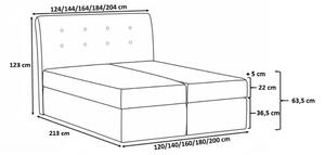 Štýlová kontinentálna posteľ Giulio smotanové 200 x 200 + topper zdarma