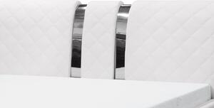 Luxusné čalúnené jednolôžko LUKA s vysokým čelom a úložným priestorom biela eko koža 140x200