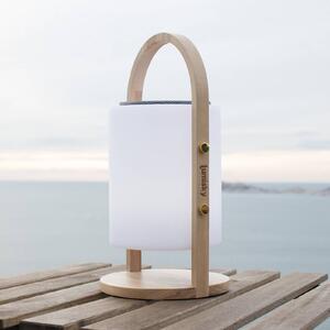 Lumisky Stolová LED lampa Woody Play s akumulátorom, biela/hnedá, výška 39 cm, drevo, Svetlé drevo, Drevo, Moderný