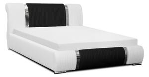 Luxusná posteľ Valentina s vysokým čelom a úložným priestorom biela eko koža 160 x 200