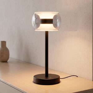 Paul Neuhaus Stolová LED lampa Fumea, výška 35 cm, čierna/dymová, sklo, Čierna, Obývacia izba / jedáleň, Sklo, Stojacie svietidlo