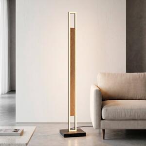 Paul Neuhaus LED stojacia lampa Sveja, čierna/farba dreva, výška 140 cm,, Svetlé drevo, Obývacia izba / jedáleň, Drevo, Moderný
