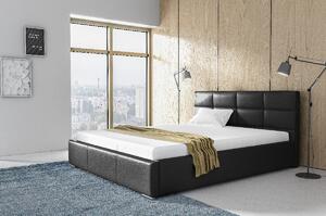 Elegantná posteľ Garret s úložným priertorom čierna eko koža 160 x 200