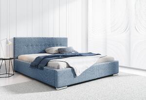 Čalúnená posteľ Ingrid s úložným priestorom tmavo modrá 200 x 200