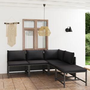 Maison Exclusive – 5-dielna záhradná súprava s vankúšmi, poly ratan, sivá