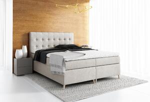 Elegantná čalúnená posteľ Komala s úložným priestorom svetlo béžová 180 x 200 + topper zdarma