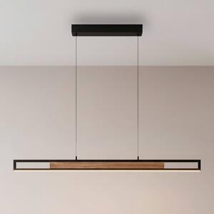 Paul Neuhaus LED závesné svietidlo Sveja, dĺžka 115 cm, čierna/v odtieni dreva,, Svetlé drevo, Obývacia izba / jedáleň, Drevo, Moderný, Závesné svietidlo