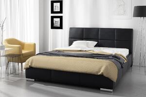 Dizajnová posteľ Prato s vysokým čelom a úložným priestorom čierna eko koža 180 x 200