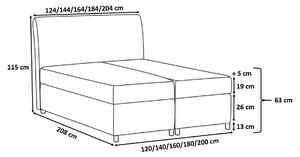 Elegantná čalúnená posteľ Komala s úložným priestorom červená 200 x 200 + topper zdarma