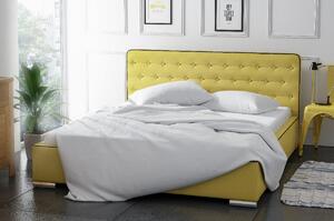 Moderná čalúnená posteľ Bergen s úložným priestororm žltá 180 x 200