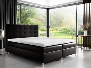 Čalúnená posteľ Alexa s úložným priestororm čierna eko koža 200 x 200 + topper zdarma