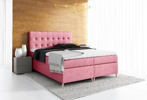 Elegantná čalúnená posteľ Komala s úložným priestorom ružová 180 x 200 + topper zdarma