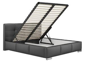 Luxusná čaúnená posteľ Latium s úložným priestorom šedá eko koža 200 x 200