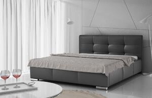 Luxusná čalúnená posteľ Latium s úložným priestorom čierna eko koža 160 x 200
