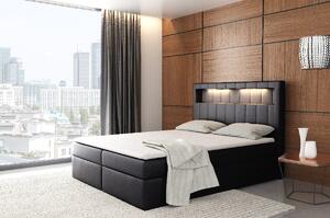 Dizajnová posteľ Elyan s úložným priestorom čierna eko koža 200 x 200 + topper zdarma