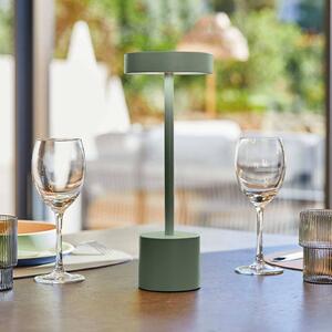 Lumisky Stolová LED lampa na akumulátor Roby, olivovo zelená, výška 30 cm, IP54, Zelená, Hliník, Moderný, Stojacie svietidlo