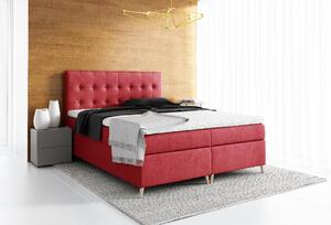 Elegantná čalúnená posteľ Komala s úložným priestorom červená 160 x 200 + topper zdarma