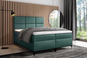 Dizajnová čalúnená posteľ Fiza s úložným priestororm zelená 200 x 200 + topper zdarma