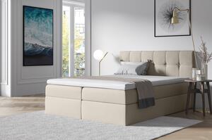 Štýlová manželská posteľ s úložným priestorom RECIVIO smotanová 180 x 200