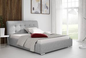 Moderná čalúnená posteľ Evelyn s úložným priestororm svetlo šedá 200 x 200