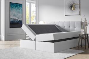 Čalúnená posteľ s úložným priestorom RECIVIO svetlo šedá 140 x 200