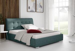 Moderná čalúnená posteľ Evelyn s úložným priestorom modrá 160 x 200