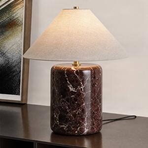 NOLA Stolová lampa Elodie, výška 32 cm, červená/krémová, mramor, Krémová / jantárovo žltá, Obývacia izba / jedáleň, Textil / látka / hodváb, Moderný, Stojacie svietidlo