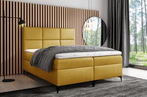 Dizajnová čalúnená posteľ Fiza s úložným priestororm žltá 200 x 200 + topper zdarma