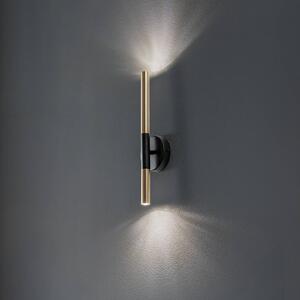 Nástenné svetlo Sopel Lux, 2-pl., čierna/zlatá, výška 38 cm, Mosadz / zlato, Obývacia izba / jedáleň, kov, Moderný, Nástenné svietidlo