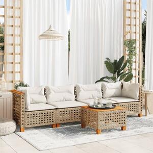 Maison Exclusive – 5-dielna záhradná súprava s vankúšmi, béžová, polyratan