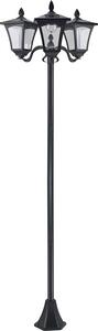 Záhradná solárna lampa 842-109, záhradná lampa s 3 plameňmi, nerezová oceľ, čierna, 51,5 x 47 x 182,5 cm