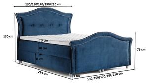 Kúzelná rustikálna posteľ Bradley Lux 200x200, šedomodrá + TOPPER