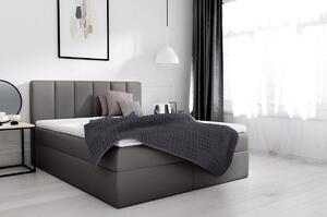 Extravagantná čalúnená posteľ Sven s úložným priestorom šedá eko koža 140 x 200 + topper
