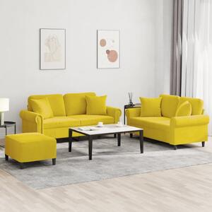 Maison Exclusive – 3-dielna sedacia súprava s vankúšmi, žltý zamat