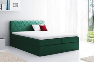Pohodlná čalúnená posteľ Perez 140x200, zelená + TOPPER