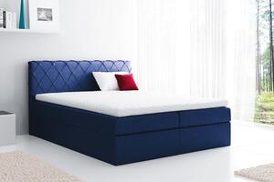 Pohodlná čalúnená posteľ Perez 180x200, modrá + TOPPER