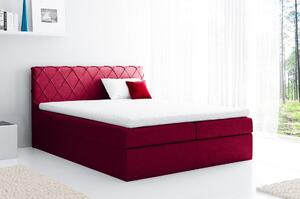 Pohodlná čalúnená posteľ Perez 140x200, červená