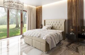 Elegantná čalúnená posteľ Maximo 120x200, béžová + TOPPER