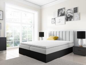 Dvojfarebná manželská posteľ Azur 200x200, piesková + čierna eko koža + TOPPER