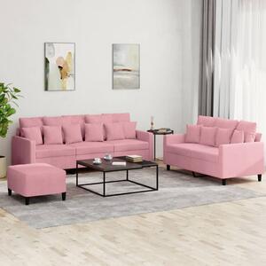 Maison Exclusive – 3-dielna sedacia súprava s vankúšmi z ružového zamatu