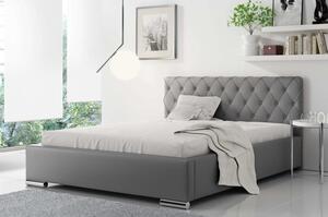 Čalúnená manželská posteľ Piero 160x200, šedá eko koža