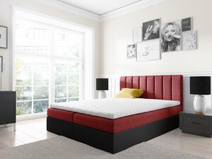 Dvojfarebná manželská posteľ Azur 140x200, červená + čierna eko kožav+ TOPPER