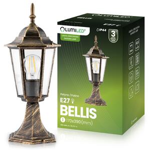 LUMILED pathway light vintage outdoor light 230V 38 cm lucerna na podstavci hliníkové sklo s patinou odolné voči striekajúcej vode IP44 zásuvka E27 vonkajšia záhrada