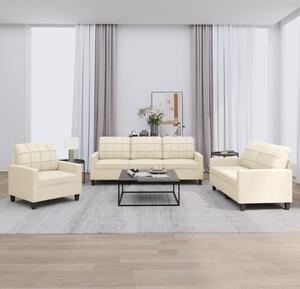 Maison Exclusive – 3-dielna sedacia súprava s vankúšmi, krémová umelá koža
