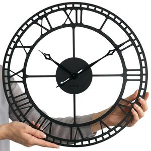 Dekorstudio Kovové nástenné hodiny Retro ⌀50 cm - čierne