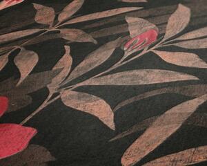 Vliesové tapety na stenu Cuba 38028-3, rozmer 10,05 m x 0,53 m, kvety ružové s listami na tmavo hnedom podklade, A.S.Création